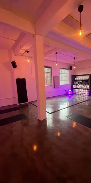 Lighted pink and purple room